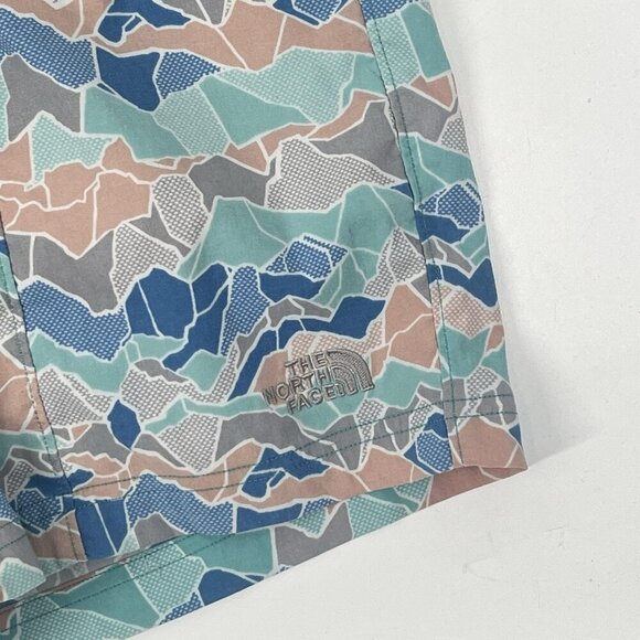 The North Face 7" Swim Trunks Print Blue Green Mens Sz Medium - Picture 2 of 7